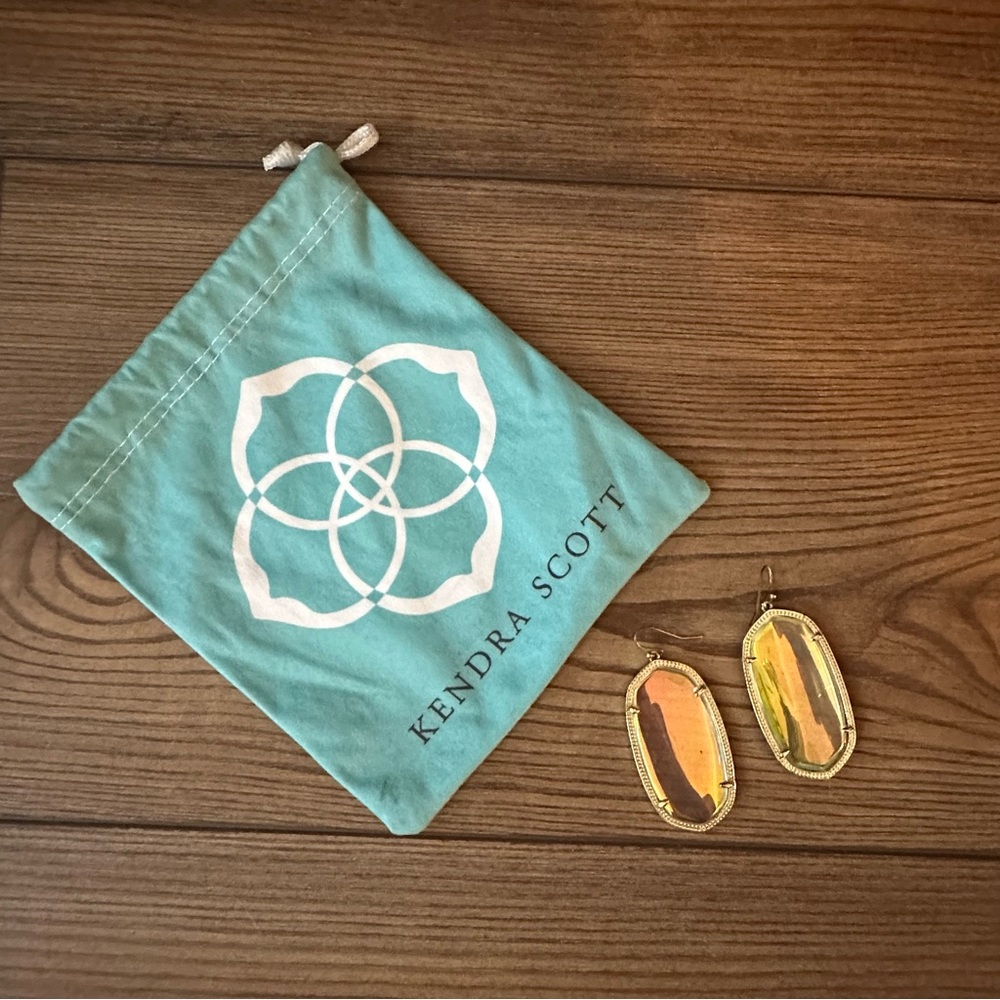 Kendra Scott Elle Faceted Iridescent Abalone Earrings Gold Tone